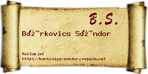 Bárkovics Sándor névjegykártya