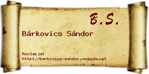 Bárkovics Sándor névjegykártya