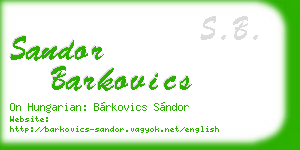 sandor barkovics business card